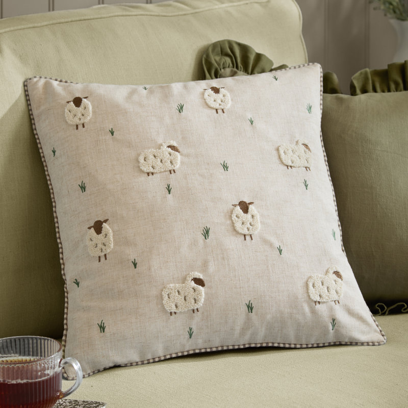 Asraa Cream Square Cushion, Polyester