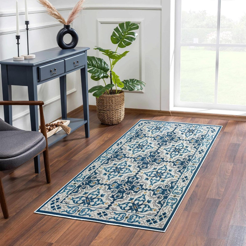Rectangle 60 cm x 110 cm Geometric Shaggy Washable Area Rug