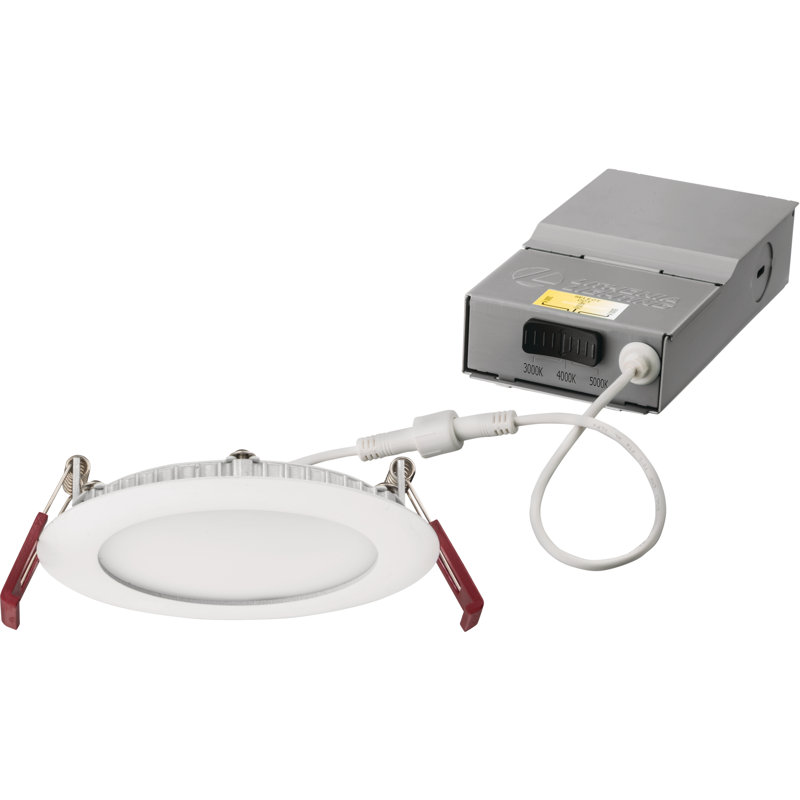 Ensemble d'éclairage DEL encastré 4 po Wafer, Blanc mat
