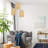 14"H Brushed Gold-Color Metal Pendant Light with Bamboo Shade