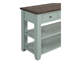 Console en bois de pin massif 48 po, table d'appoint moderne avec 3 tiroirs de rangement et 2 tablettes. Facile à assembler (bleu rétro + plateau brun)-122210858-122210859