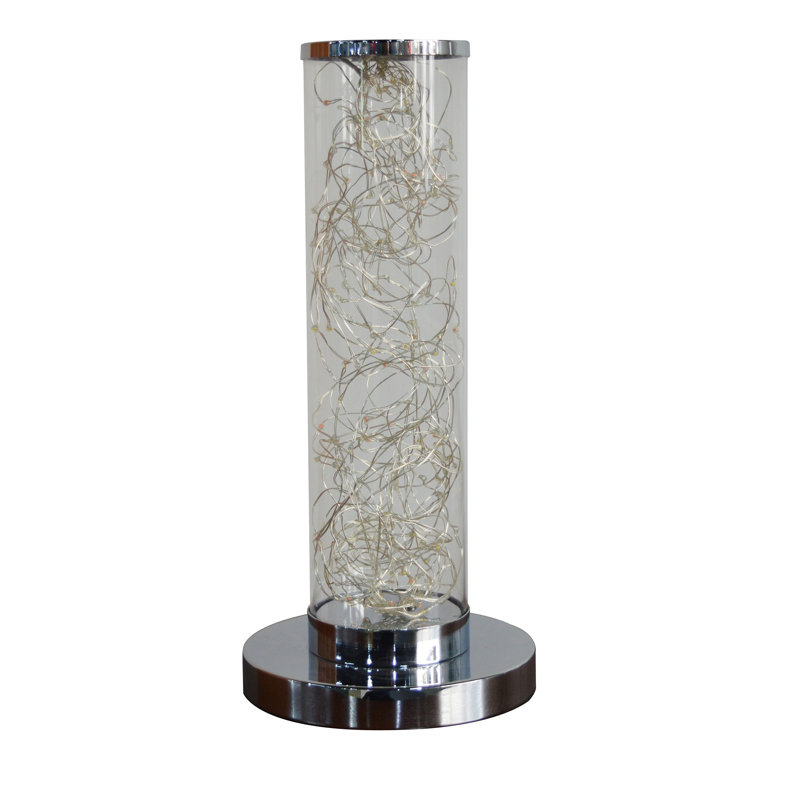 13" Silver Metal Column LED Table Lamp