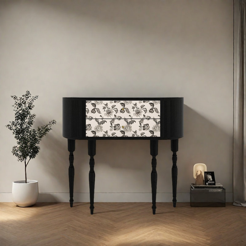 Console rétro élégante avec 2 tiroirs, H 35,43 po x l 39,37 po x P 11,81 po