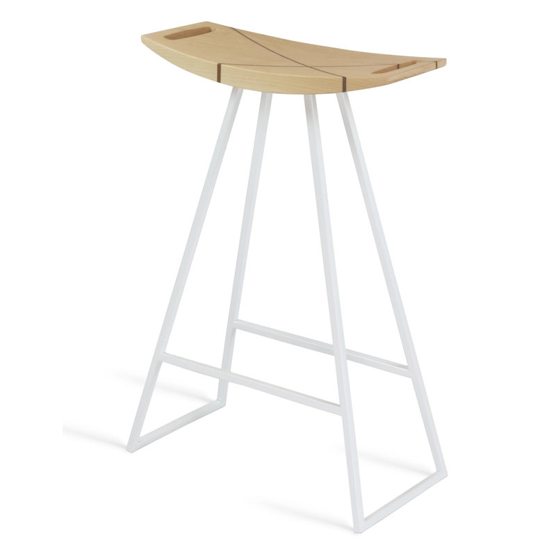 Tabouret de bar et de comptoir Robert, Érable, Blanc, Tabouret de comptoir (siège d'une hauteur de 24 p