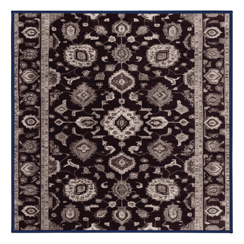 Machine Washable Tabriz Black Area Rug