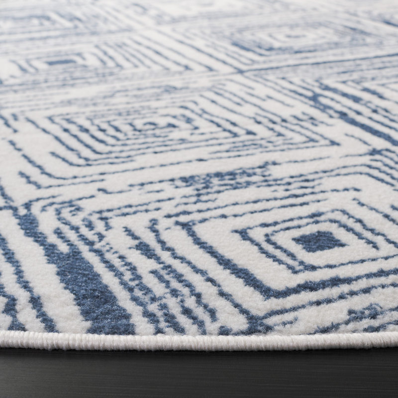 Tapis ivoire / noir en jute / sisal / polypropylène tissé à la machine Pafford, Rond 6 pi 7 po