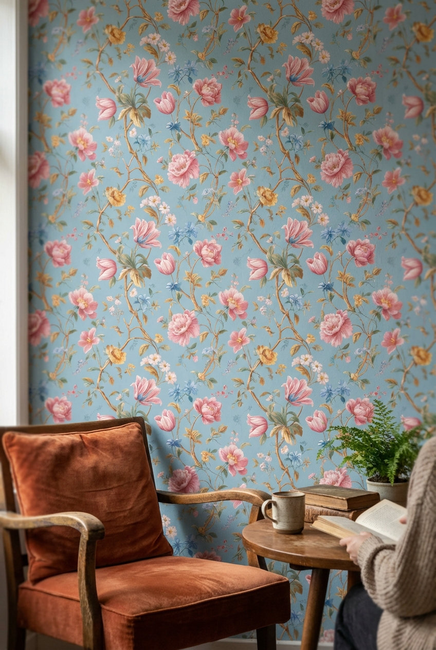 Lark Manor™ Floral Wallpaper Vintage Classic Mural Wall Decor | Wayfair
