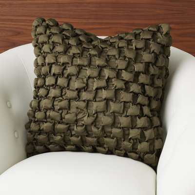 Square Ruche Pillow-Olive