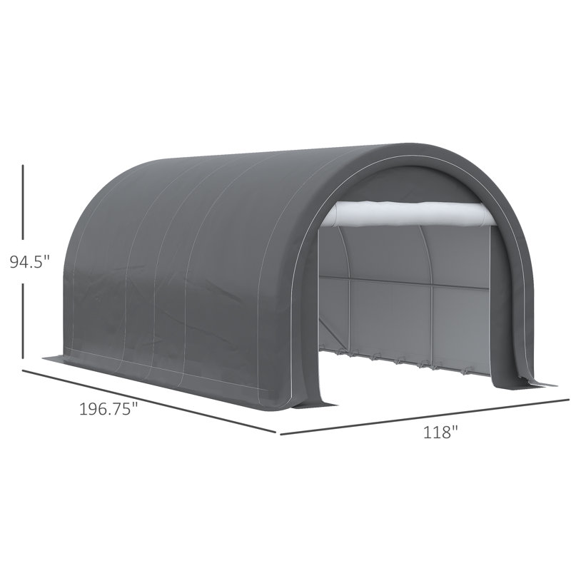 Abri de voiture portable 3 m x 4,8 m, en polyéthylène anti-UV, gris., Gris