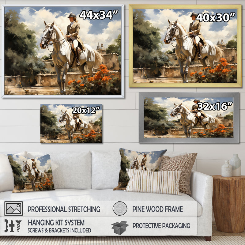 Country clubs équestre élégance I - Sports Wall Art salon, H 12 po x l 20 po x P 1 po, Cadre naturel flottant