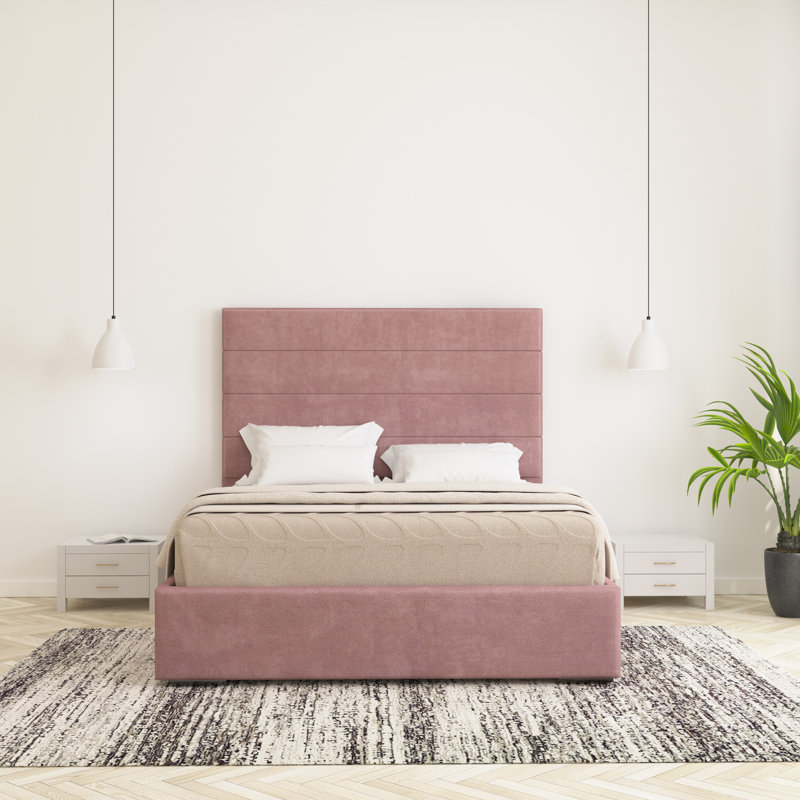 Chanute Upholstered Bed Frame, Lilac, Double (4'6)