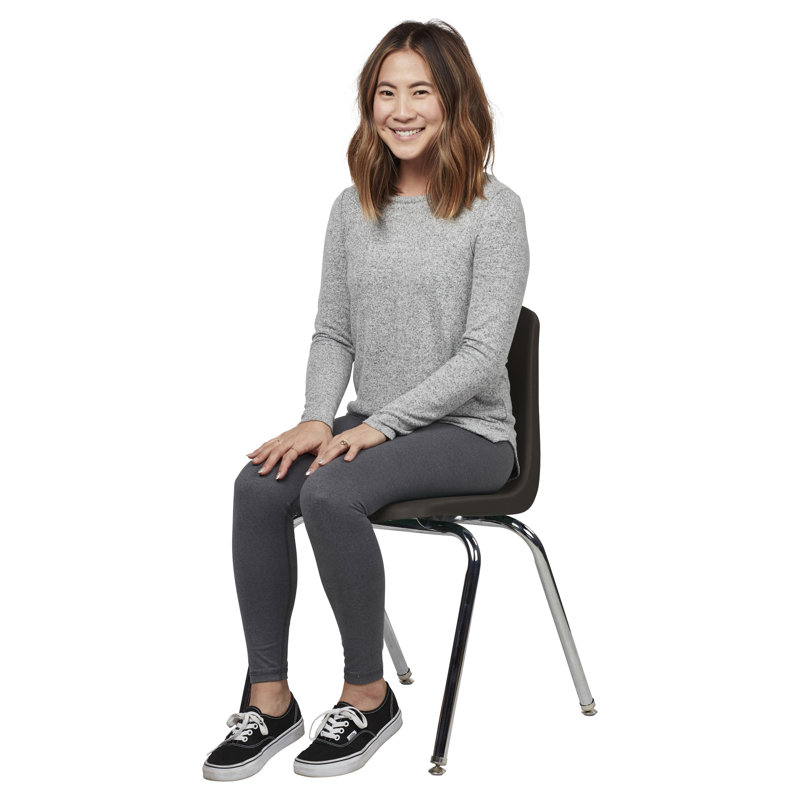 Black Molded Plastic Classroom Stack Chair with Chrome Legs