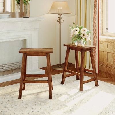 Tabourets de cuisine en bois à hauteur de comptoir 2 pièces Farmhouse Rustic