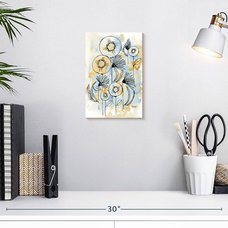 Harnek jaune et bleu II, H 12 po x l 8 po