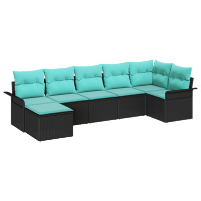  8 Piece Garden Sofa Set With Cushions Black Poly Rattan