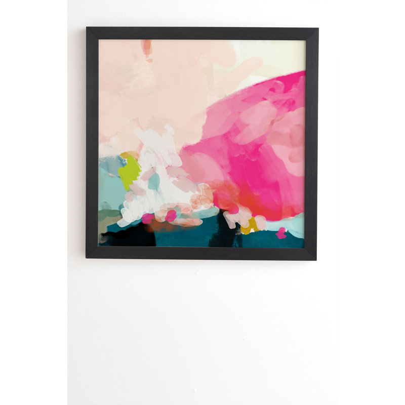 «Pink Sky» par Lunetricotee - impression d'art graphique, H 20 po x l 20 po x P 2 po, Armature en bambou, Pas de tapis
