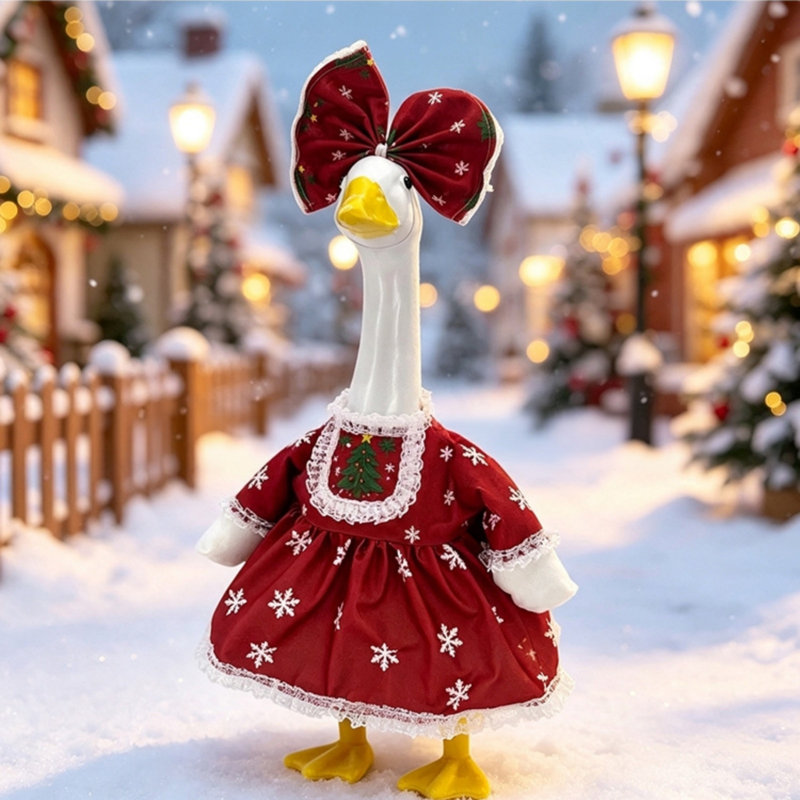 Ensemble de robes en dentelle rouge à flocons de neige pour costumes d'oies de 58 cm (23 pouces) - Décorations de Noël