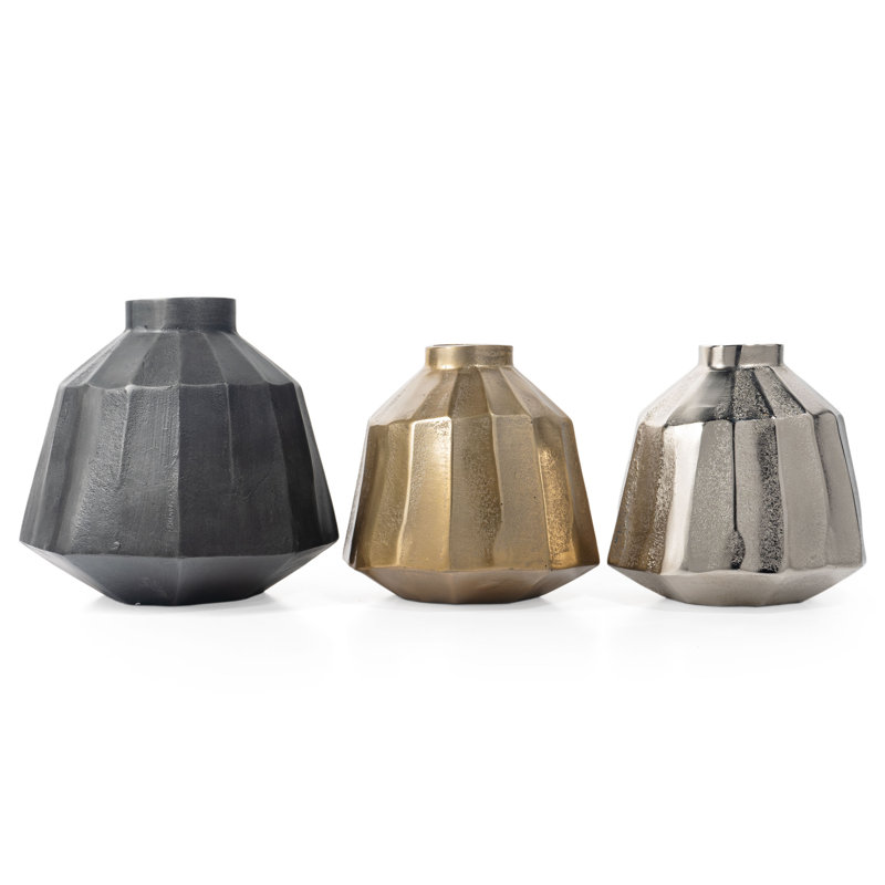 Artemis Handcrafted Aluminum Table Vase, Gray