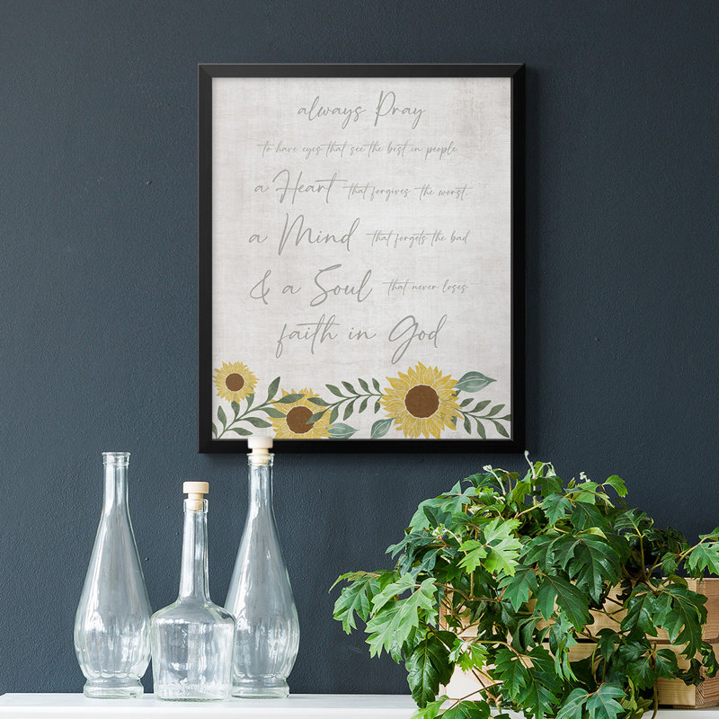 Toile encadrée de qualité supérieure Always Pray - prête à être accrochée, Noir, H 20 po x l 16 po