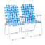 2 pièces Tube en acier PP à sangles 120Kg Chaise de plage pliante bande bleue et blanche