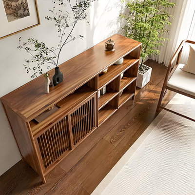 55.12"Brown Solid Wood Elm Cabinet