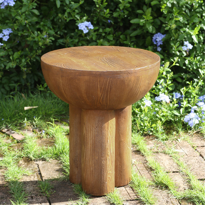 Table d'appoint ronde à trois pieds en grain de bois MGO