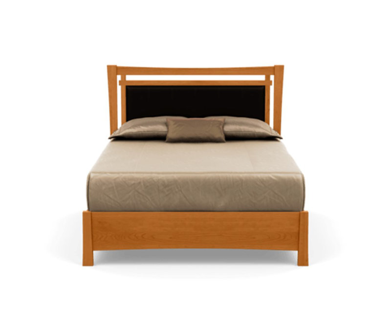 Monterey Upholstered Bed, Ebony Leather, Full, Natural Cherry
