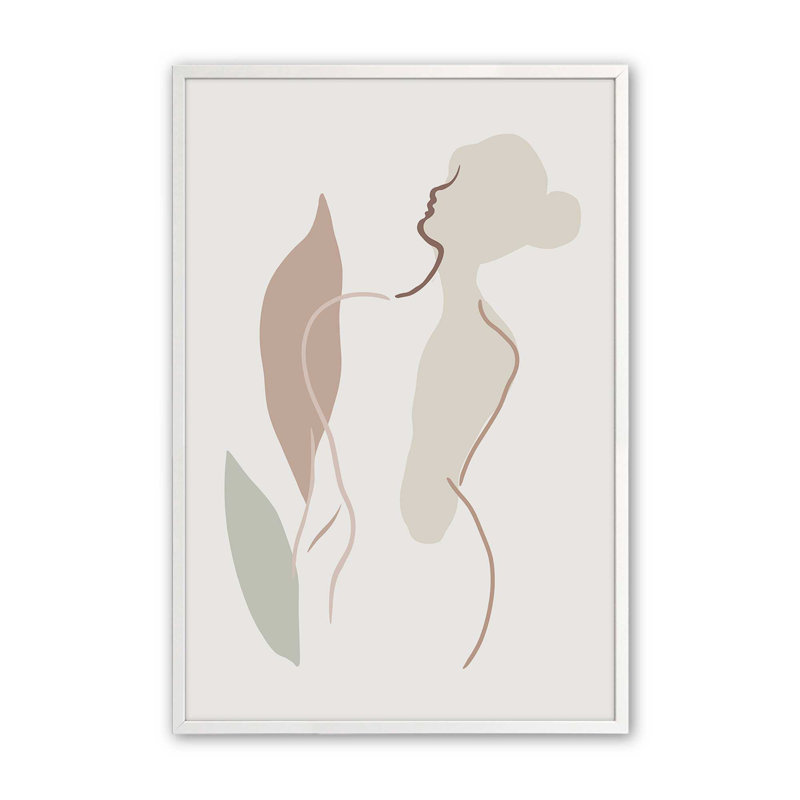 Impression de formes tranquilles dans un cadre doré poli, 14 po x 11 po, H 17 po x l 13 po, Blanc opaque