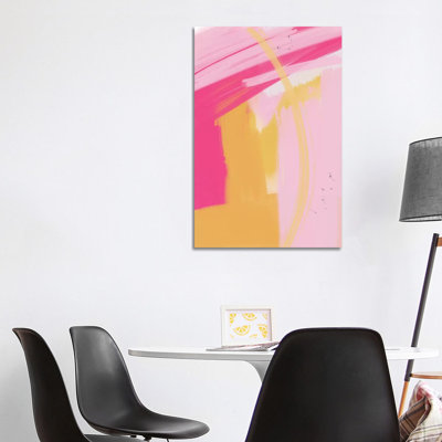 Pink And Yellow Abstract by Leah Straatsma - Painting on Canvas