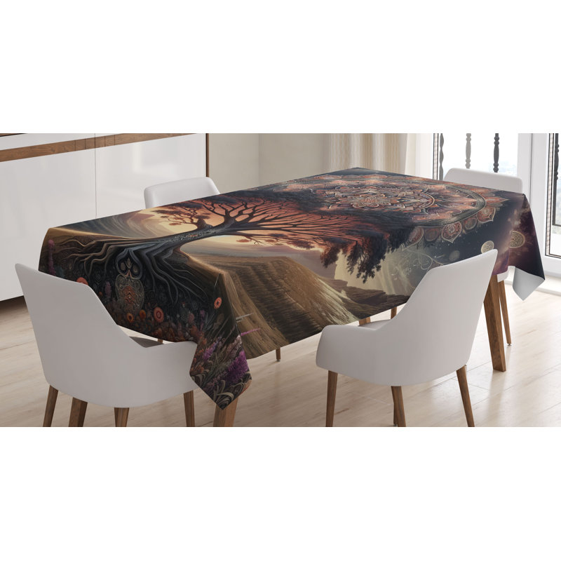Crady Rectangle No Pattern Microfiber Tablecloth, 90" Rectangle