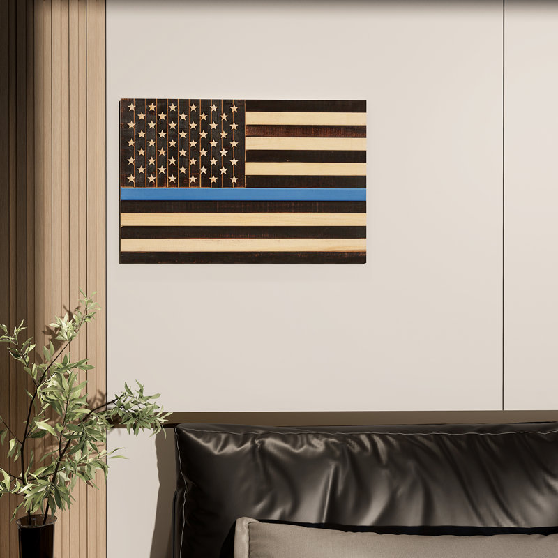 Décoration murale drapeau américain, Bleu, H 16 po x l 24 po x P 0,8 po