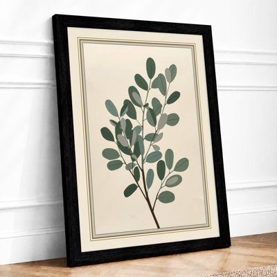 Single Stem in Green Botanical - Framed Print