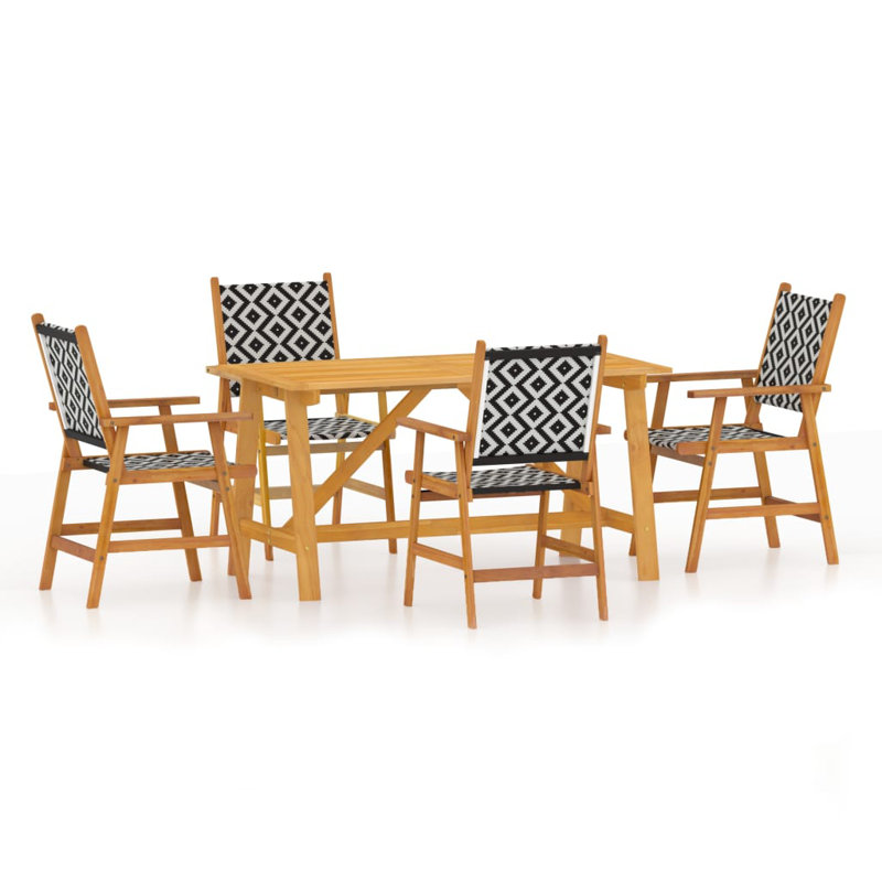 Marcela 4 - Person Acacia Patio Dining Set with Rectangular Table