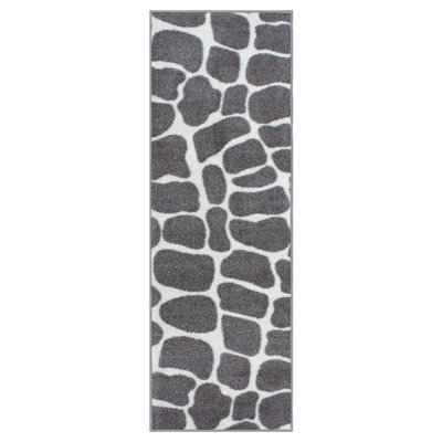 Tapis gris clair à imprimé animalier Chaima