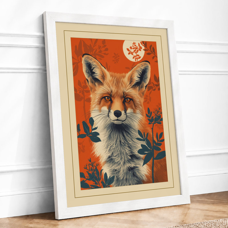 Fox Among Botanicals Boho - Framed Print, A4 - 29.7 x 21.0 cm, White