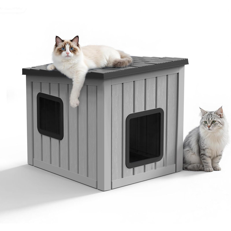 Maison pour chat multi-usages imperméable pour l'extérieur, Noir