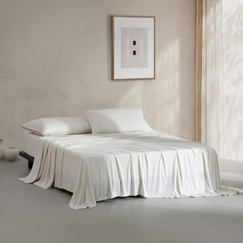 Ensemble de draps Calvin Klein, Ensemble de draps pour grand lit avec 2 taies d'or, Gris ivoire
