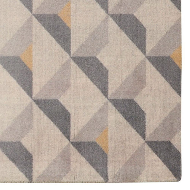 Tapis gris zone géométrique Davina, Rectangle 7 pi 6 po x 9 pi 6 po