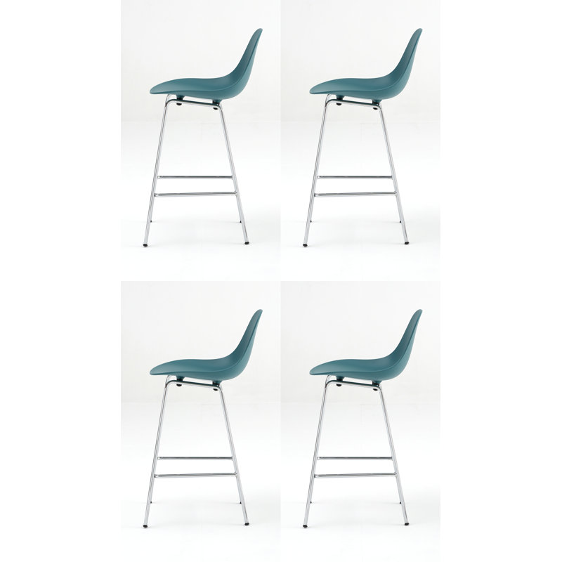 Tabouret de comptoir TA - Noir - Base noire, Bleu océan, Chrome chrome, Tabouret de comptoir (siège d'une hauteur de 25,6