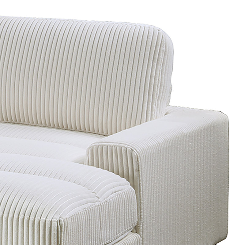 Chaise longue en velours côtelé Bahadur, Beige