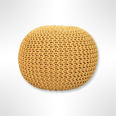 Ls Lychee Cotton Knit Pouf Ottoman 