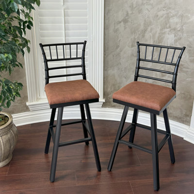 Napa Swivel Upholstered 30'' Bar Stool with Aluminum Frame ( Set of 2)
