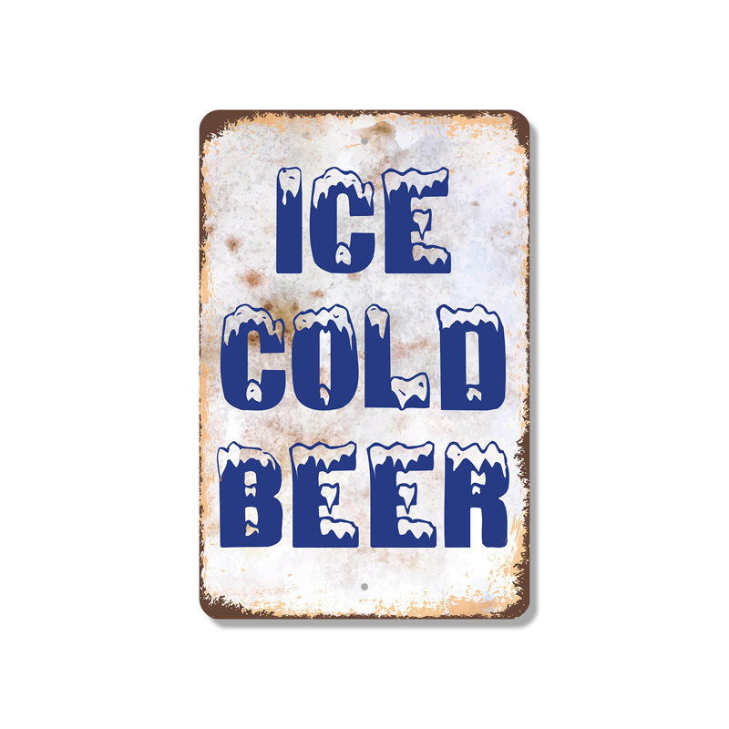 Plaque en plastique 11 po x 17 po Ice Cold Beer, H 11 po x l 17 po x P 0,1 po