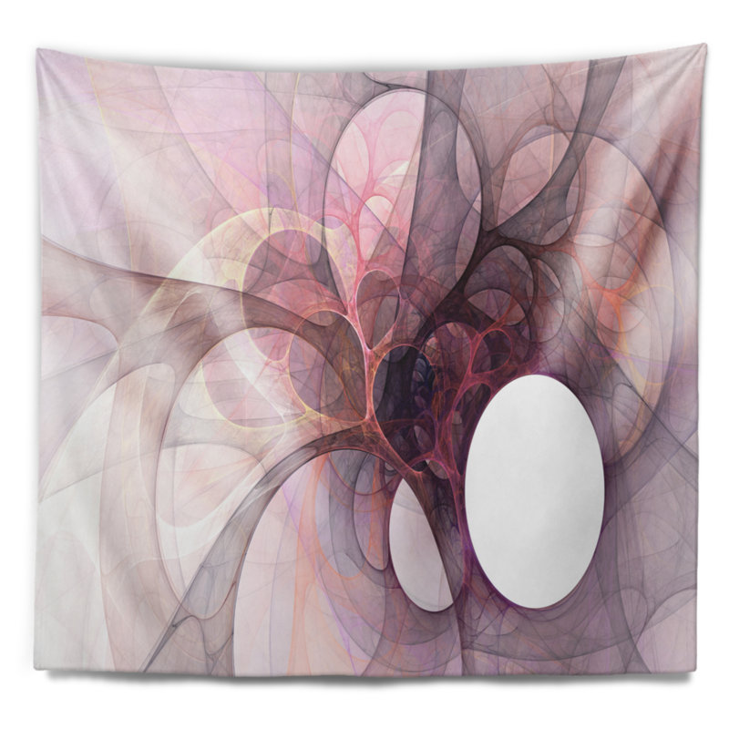Tapisserie abstraite mauve clair avec ailes d'ange fractal, H 50 po x l 60 po