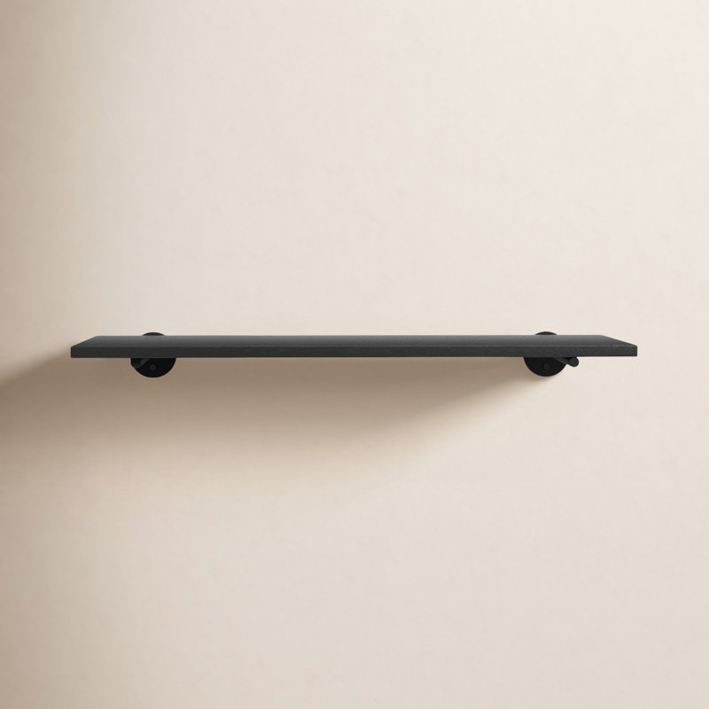 Venice Solid Wood & Metal Floating Shelf, Black