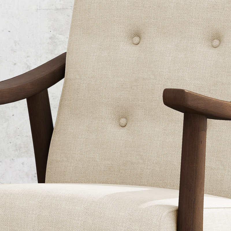 Chaise de style Mid-Century moderne avec revêtement beige et structure d'appoint solide