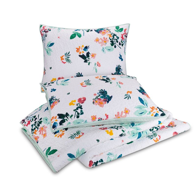 Ensemble de courtepointe 100% coton Daydreaming Floral, Full/Queen Quilt + 2 Queen Shams