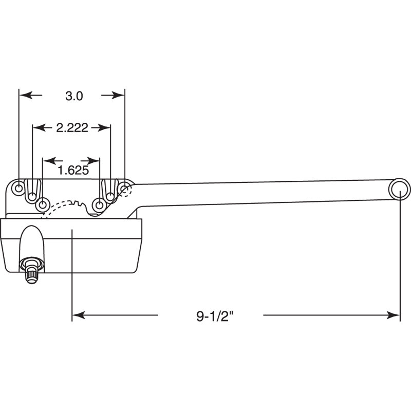 Opérateur à manivelle à fenêtre pour fenêtre en bois ou en vinyle de 9 1/2 po Accoudoir, blanc (paquet simple)