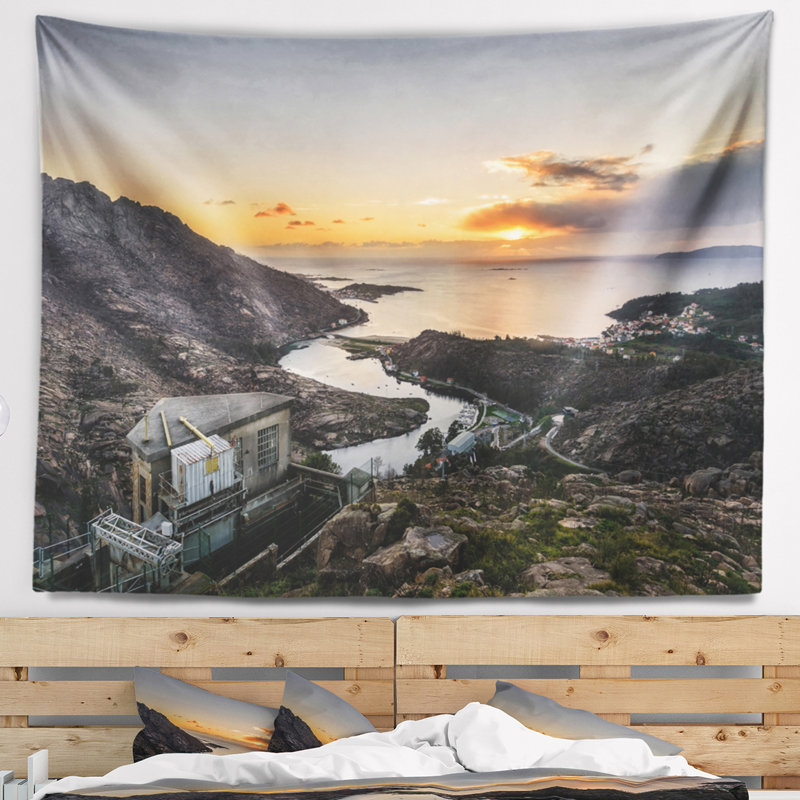 Paysage, paysage d'Ezaro, Galice, Espagne, tapisserie, H 68 po x l 80 po
