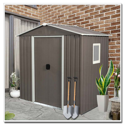 6ft x 5ft Outdoor Metal Storage Shed gray With window